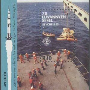 Seychellerna Yttre – M BL   6 Rymd – Apollo 11 på Månen för 20 år sedan, Block **