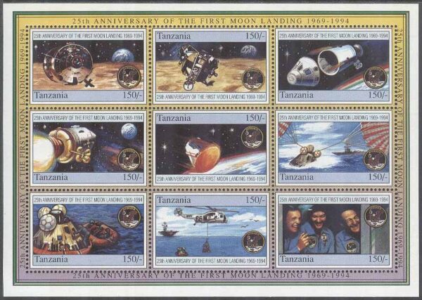 Tanzania - M 1949-1957 Rymd - Apollo 11 på Månen för 25 år sedan, Miniark kpl **