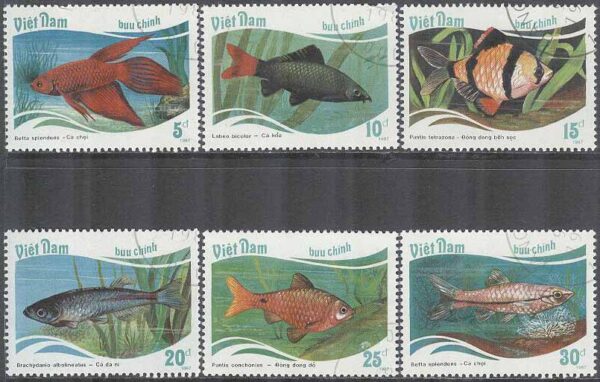 Vietnam - M 1896-1901 Fiskar bla Kampfisk, 6 olika