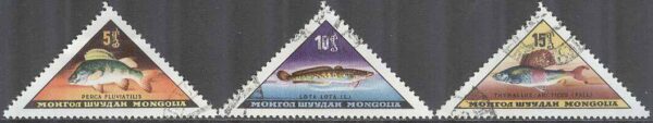 Mongoliet - M  313-315 Fiskar bla Lake, 3 olika