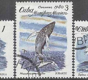Kuba – M 2483-2485 Däggdjur i havet bla Knölval, 3 olika