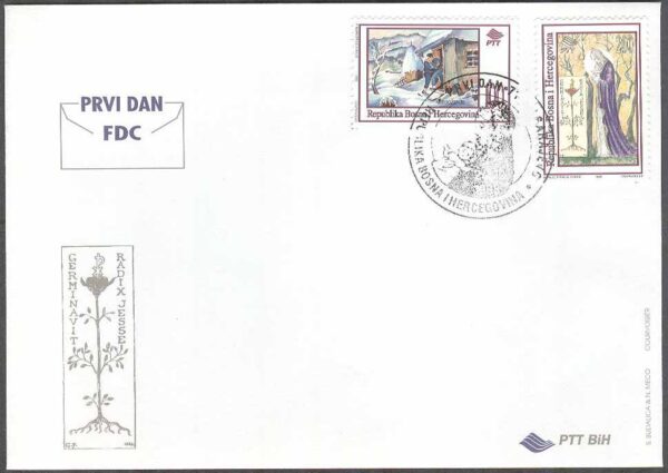 Bosnien-Hercegovina - FDC 1995-12-24 - Jul 1995 - Konst bla Maria med Barn, 2 kpl