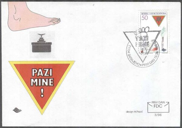 Bosnien-Hercegovina - FDC 1996-04-15 - UNICEF 50 år - Barnteckningar, 2 kpl