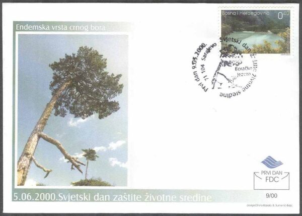 Bosnien-Hercegovina - FDC 2000-05-09 - Naturskydd bla Boraksjön, 2 kpl
