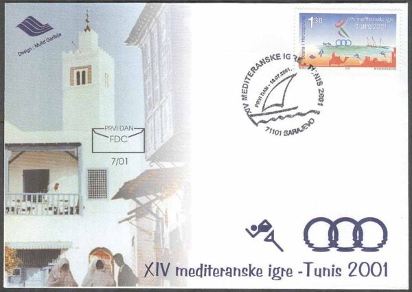Bosnien-Hercegovina - FDC 2001-07-18 - Sport - Medelhavsspelen 2001, 1 kpl