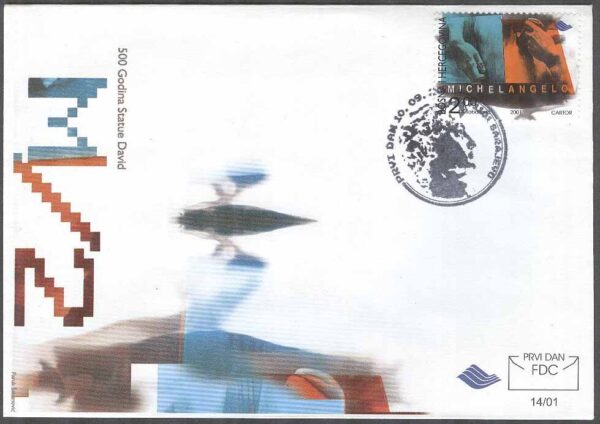 Bosnien-Hercegovina - FDC 2001-09-10 - Michelangelo - Konstnär, 1 kpl