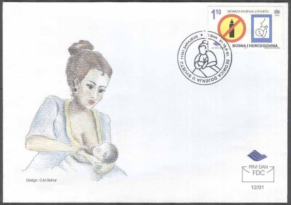 Bosnien-Hercegovina - FDC 2001-10-01 - Internat veckan för Amning, 1 kpl