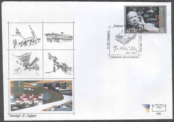 Bosnien-Hercegovina - FDC 2002-04-15 -  Juraj Najdhart 100 år - Arkitekt, 1 kpl
