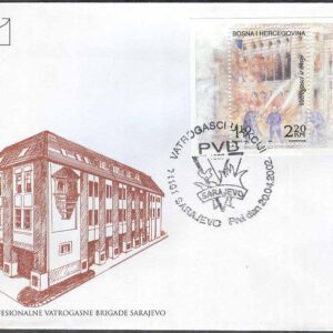 Bosnien-Hercegovina – FDC 2002-04-20 – Brandkåren i Sarajevo 120 år, Block