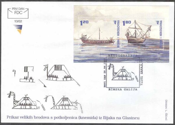 Bosnien-Hercegovina - FDC 2002-06-28 - Romerska Fartyg, Block