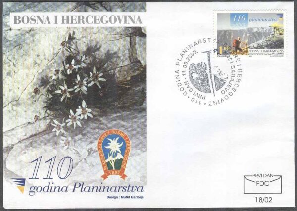 Bosnien-Hercegovina - FDC 2002-09-14 - Bergsbestigning i B&H 110 år, 1 kpl
