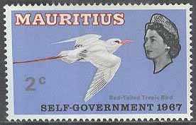 Mauritius – M  294 Fåglar – Rödstjärtad tropikfågel – Egen förvaltning börjar, märke **