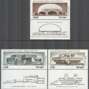 Israel – M  633-635 + tab Arkitektur II bla Rabbi-Goldstein-Synagoggan, 3 kpl + tab **