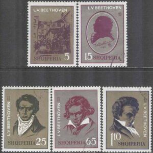 Albanien – M 1455-1459 L van Beethoven 200 år – Kompositör – Musik, 5 olika **/stä