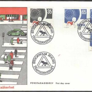 Sverige – FDC 1971-10-20 – Trafiksäkerhet, 4 kpl Vinjett 1