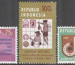 Indonesien – M 1000-1002 Scoutingträff i Ciburur-Cibodas I 1981, 3 kpl **