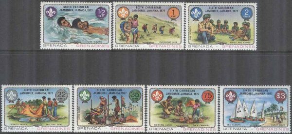 Grenada Grenadines - M  237-243 Karibisk Scoutingträff på Jamaika 1977, 7 kpl **