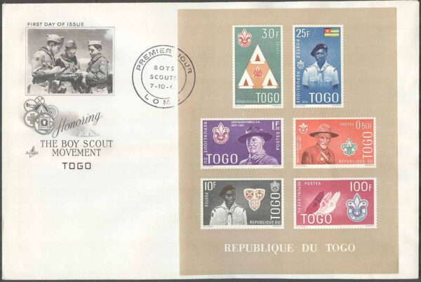 Togo - FDC 1961-10-07 - Scouting, Scoutrörelsen, Block, kpl