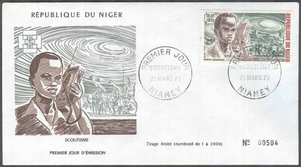 Niger - FDC 1973-03-21 - Scouting i Niger 1973, 4 kpl