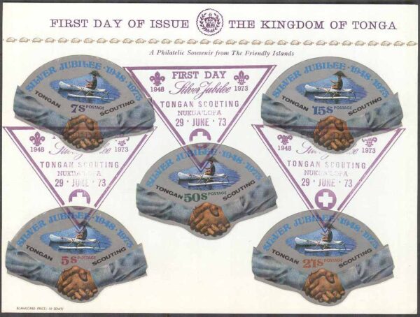 Tonga - FDC kort 1973-06-29 - Scouting på Tonga 25 år, 10 kpl