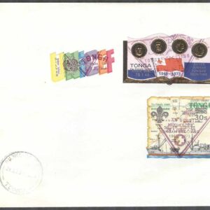 Tonga – FDC 1973-06-29 – Scouting 25 år – Tjänstefrimärken – Påtryck, 3 kpl