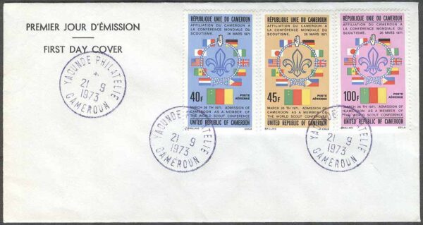 Kamerun - FDC 1973-09-21 - Scoutingkonferans, 3 kpl