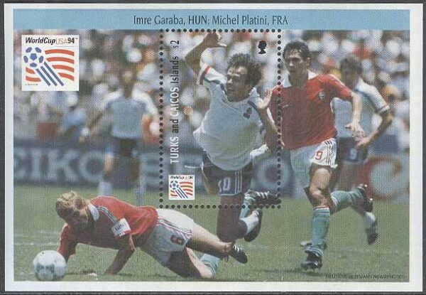 Turks & Caicos Islands - M BL 134 VM i Fotboll i USA 1994 M Platini, Block **