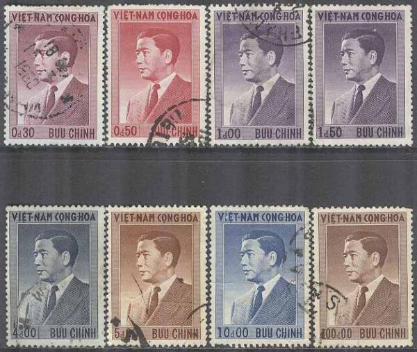 Sydvietnam - M  112-115, 117-119, 122 President Ngo Dinh Diem, 8 olika ktt