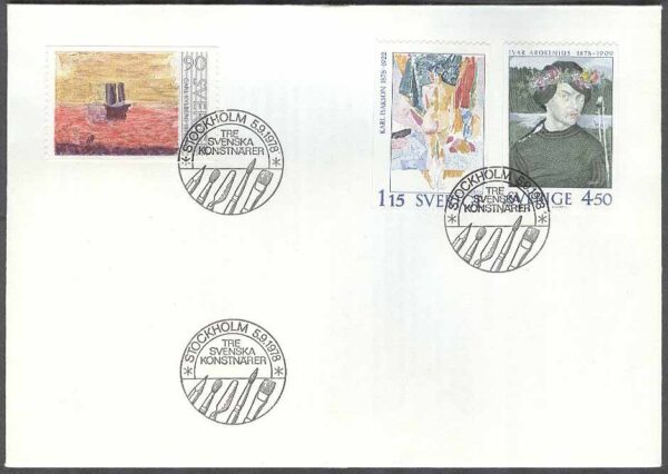 Sverige - FDC 1978-09-05 - Tre svenska konstnärer, 3 kpl