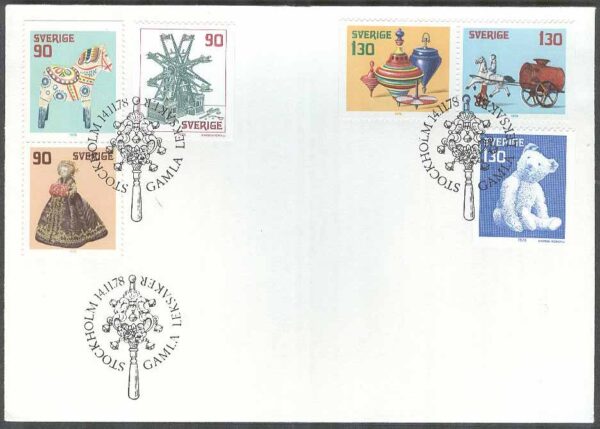 Sverige - FDC 1978-11-14 - Gamla leksaker, 6 kpl
