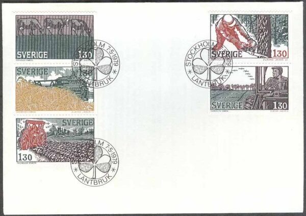 Sverige - FDC 1979-05-07 - Lantbruk, delad 5-strip kpl