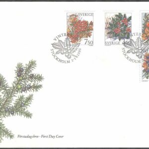 Sverige – FDC 1996-01-02 – Vinterbär, 4 kpl Vinjett 1