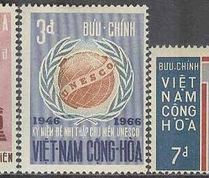 Sydvietnam – M  375-377 UNESCO 20 år 1966, 3 kpl *