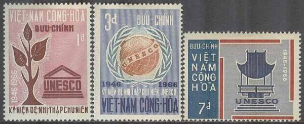 Sydvietnam - M  375-377 UNESCO 20 år 1966, 3 kpl *