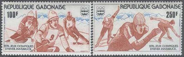 Gabon - M  583-584 A OS i Innsbruck 1976 Skidor & Skridsko, 2 kpl **