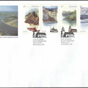 Kanada – FDC 1993-08-10 – Vattetenvägar III – Landskap, 5-strip