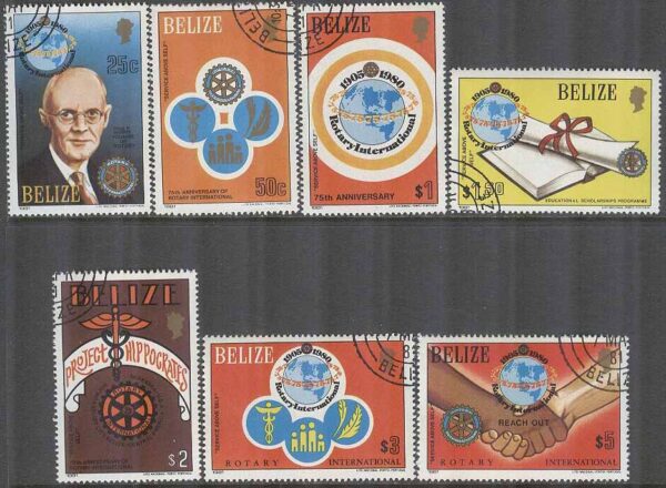 Belize - M  544-550 Rotary International 75 år, 7 kpl