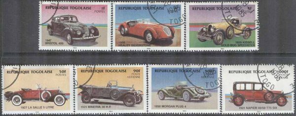 Togo - M 1792, 1794-1799 Gamla Bilar bla Bristol 400 1947, 7 olika
