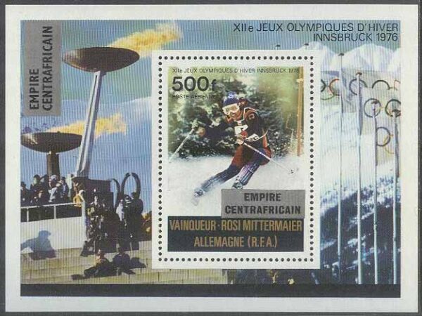 Centralafrika - M BL  16 OS i Innsbruck 1976 Slalom - Påtryck, Block **