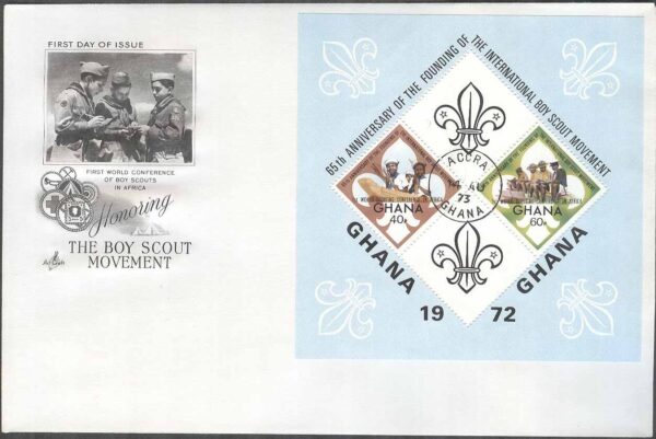 Ghana - FDC 1973-08-14 - Scoutingkonferens i Nairobi 1973 - Påtryck, Block