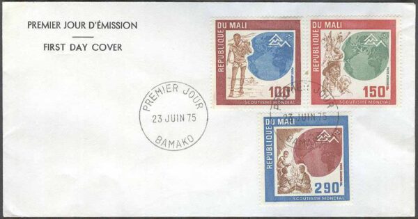 Mali - FDC 1975-07-23 - Scouting - Träff i Norge 1975, 3 kpl