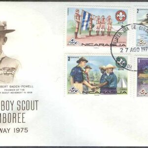 Nicaragua – FDC 1975-08-27 – 14:e Världsscoutingträffen i Norge, 10 kpl