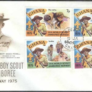 Ghana – FDC 1976-01-05 – 14:e Världsscoutingträffen i Norge, 4 kpl