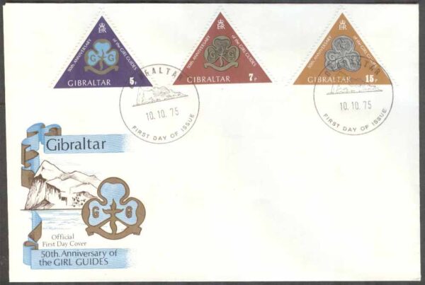 Gibraltar - FDC 1975-10-10 - Scouting för kvinnor 50 år, 3 kpl