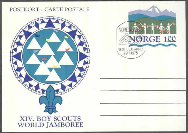 Norge - Postkort - 1975-07-29 - Scouting - Läger i Lillehammer 1975