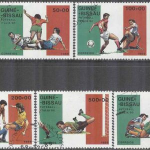 Guinea-Bissau – M 1073-1075, 1077-1078 VM i Fotboll i Italien 1990, 5 olika