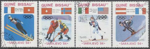 Guinea-Bissau - M  738, 740-742 OS i Sarajevo 1984 bla Ishockey, 4 olika