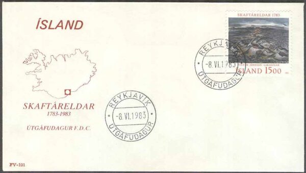 Island - FDC 1983-06-08 - Vulkanen Skaftás utbrott 1783, 1 kpl Vinjett 4