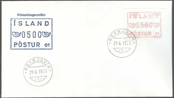 Island - FDC 1983-06-29 - Frankeringsetiketter, 1 kpl Vinjett 2