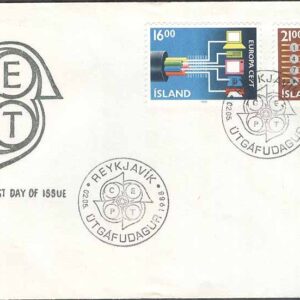 Island – FDC 1988-05-02 – Europa CEPT 1988, Transport och kommu, 2 kpl Vinjett 2